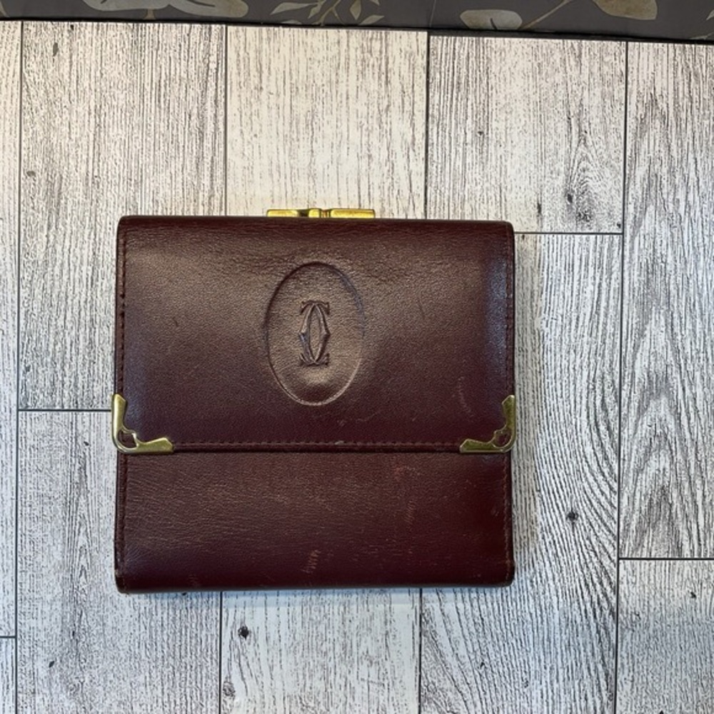 Cartier‎ Purse Wallet Mastline Bordeaux Leather Authentic Used